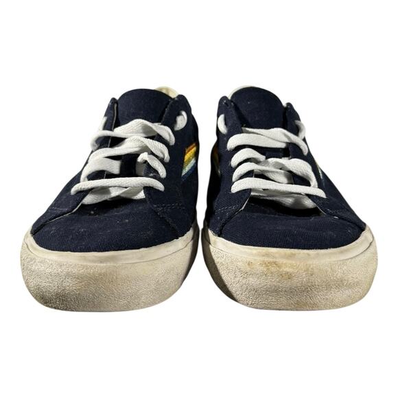 Madewell Sidewalk Low-Top Rainbow Embroidered Blue Canvas Sneaker Shoes Size 8 M - Picture 3 of 9